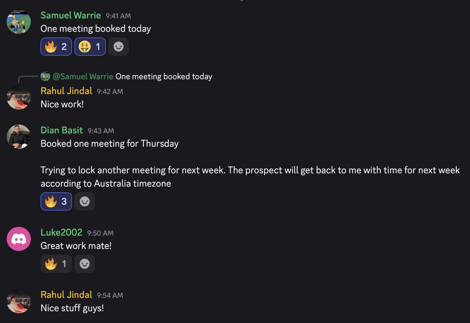 Samuel and Dian both book meetings the same morning